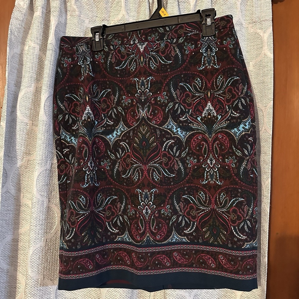 Talbots Skirt Size 10 Tapestry Paisley Baroque Jacquard‎ Rich Jewel Tones